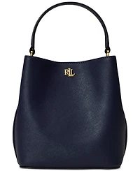 Lauren Ralph Crosshatch Leather Mini Reese Bucket Bag