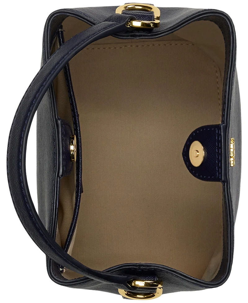Lauren Ralph Crosshatch Leather Mini Reese Bucket Bag