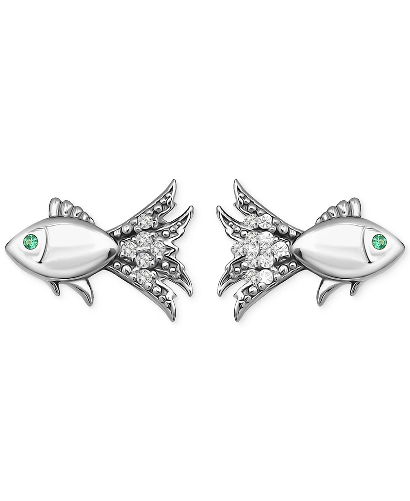 Giani Bernini Lab-Created Green Quartz & Cubic Zirconia Fish Stud Earrings in 18k Gold Over Sterling Silver, Exclusively at Macy's (Also Available in