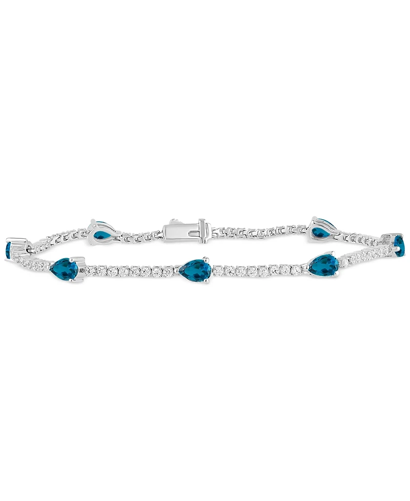 Swiss Blue Topaz (3-1/2 ct. t.w.) & Diamond (1-1/5 ct. t.w.) Tennis Bracelet 14k White Gold (Also in London Blue Topaz & Aquamarine)