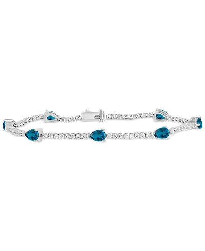 Swiss Blue Topaz (3-1/2 ct. t.w.) & Diamond (1-1/5 ct. t.w.) Tennis Bracelet 14k White Gold (Also in London Blue Topaz & Aquamarine)