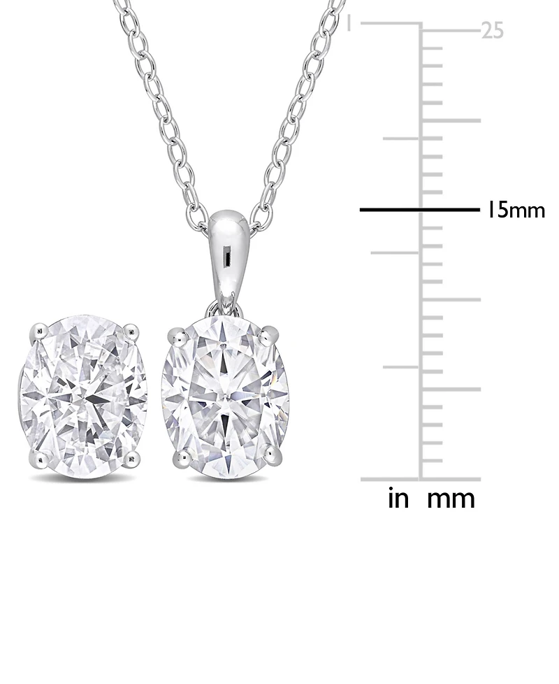 Macy's 2-Pc. Set Moissanite (6 ct. t.w.) Oval Stud Earrings & Pendant 18" Necklace in Sterling Silver