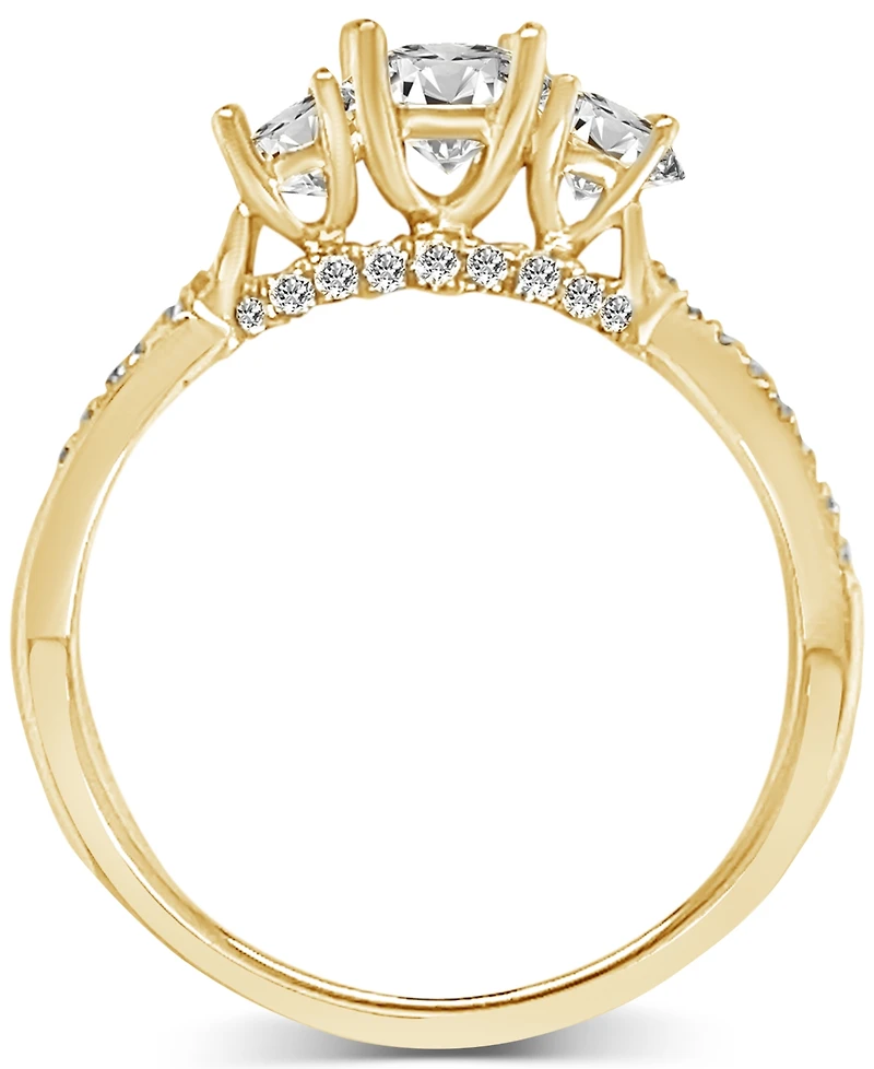 Diamond Three Stone Twist Shank Ring (1 ct. t.w.) in 14k Gold