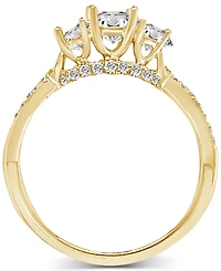 Diamond Three Stone Twist Shank Ring (1 ct. t.w.) in 14k Gold