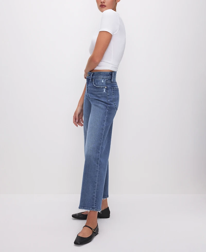 Good American Women's Waist Palazzo Cropped Jeans