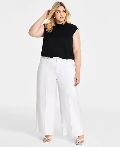 Bar Iii Trendy Plus High-Rise Wide-Leg Ponte-Knit Pants, Created for Macy's