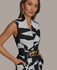 Donna Karan New York Women's Belted Sleeveless Sheath Dress