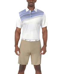Pga Tour Men's Stripe Print Short Sleeve Golf Polo Shirt