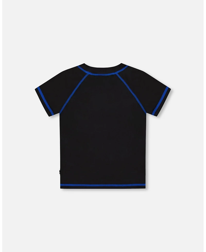Deux par Deux Boy Short Sleeve Rashguard Black And Multicolored Crocodiles - Toddler|Child