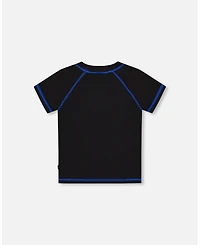 Deux par Deux Boy Short Sleeve Rashguard Black And Multicolored Crocodiles - Toddler|Child