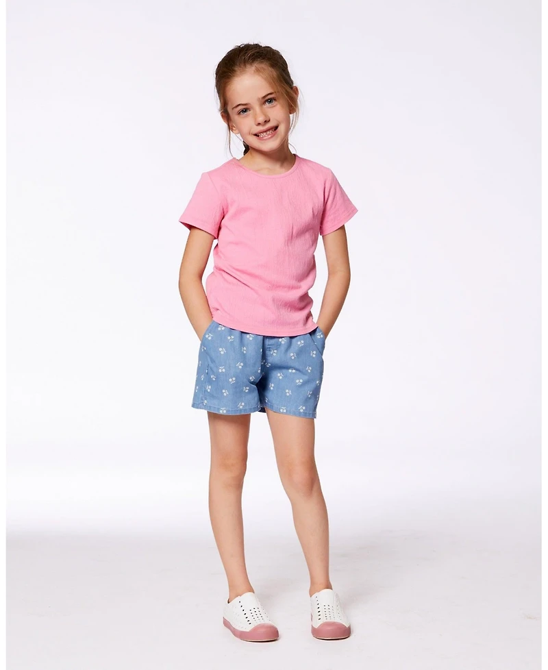 Deux par Baby Girls Crinkle Short Sleeve Top Candy Pink