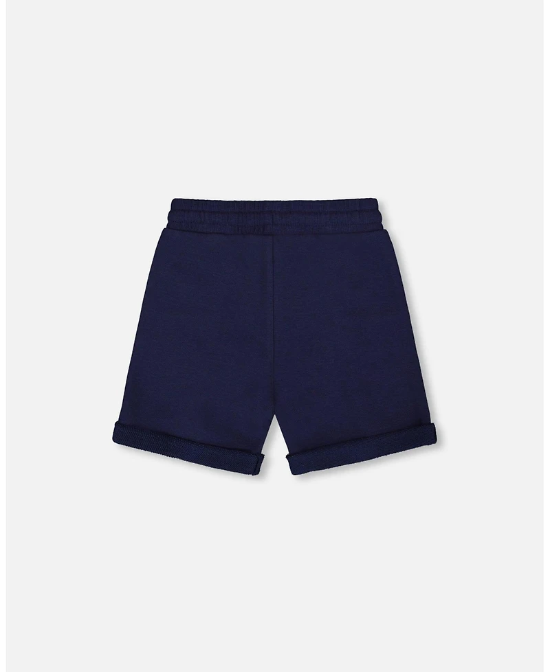 Deux par Deux Toddler Boys French Terry Color Block Short Blue, Navy And Cream - Toddler|Child