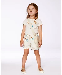 Deux par Deux Big Girls Printed French Terry Short Off-White And Koala