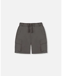 Deux par Deux Baby Boys Parachute Cargo Pocket Shorts Dark Gray