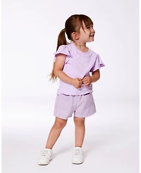 Deux par Deux Toddler Girls Printed Gingham Short Lilac And Pink - Toddler|Child
