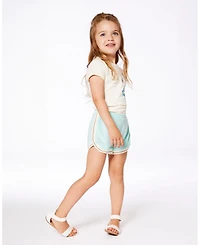 Deux par Baby Girls Terry Cloth Short Turquoise And Beige