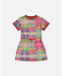 Deux par Deux Girls Short Sleeve Mesh Beach Dress Multicolored