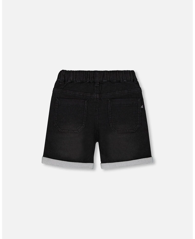 Deux par Baby Boys French Terry Denim Short Black Jeans