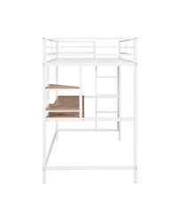 Modern Loft Bed with Desk and Metal Grid for Organization