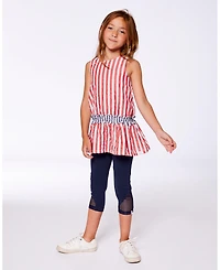Deux par Toddler Girls Organic Cotton Capri Leggings With Mesh Navy Blue - Toddler|Child
