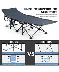 Folding Retractable Travel Camping Cot with Mattress and Carry Bag