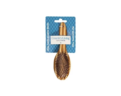 Country Living Dual-Sided Natural Bamboo Wood Dog Brush
