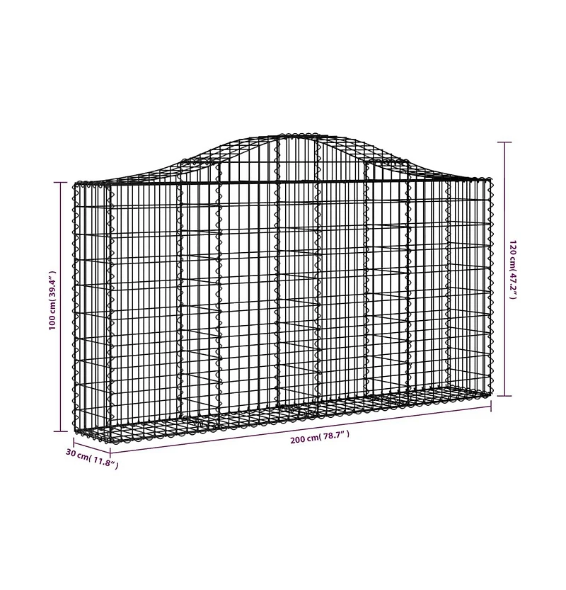 Arched Gabion Basket 78.7"x11.8"x39.4"/47.2" Galvanized Iron