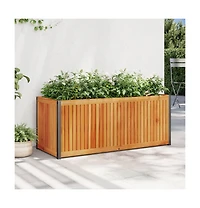 Garden Planter 43.3"x17.7"x17.3" Solid Wood Acacia and Steel