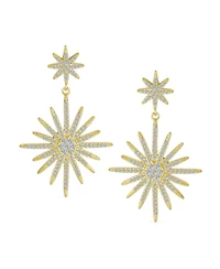 Bling Jewelry Classic Dangle Chandelier Earrings Cz Starburst Gold Prom