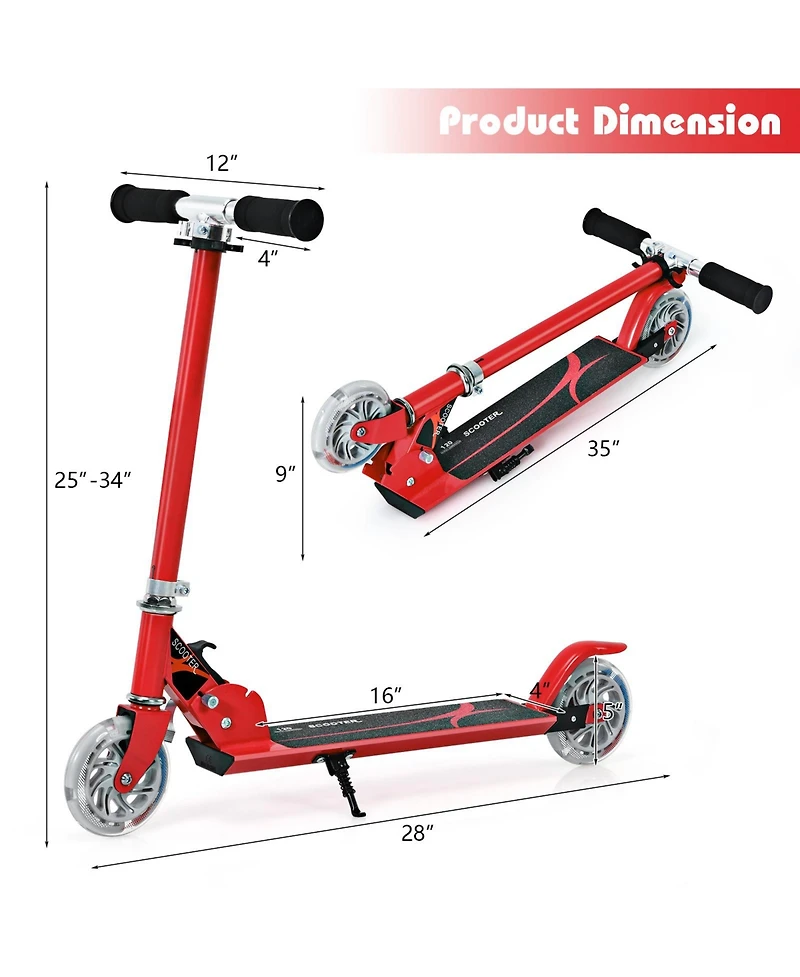 Folding Aluminum Kids Kick Scooter with Led Lights
