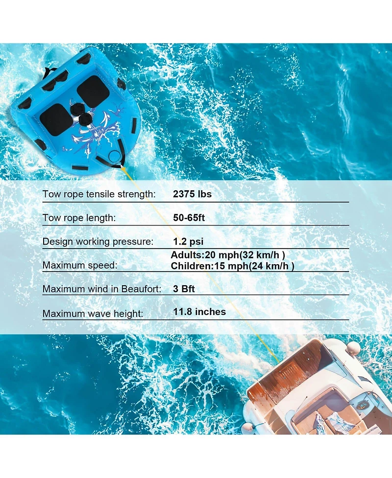 2 Person Water Sport Inflatable Towable Tubes for Boating