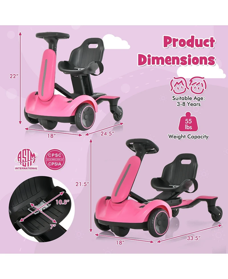 6V Kids Ride on Drift Car with 360° Spin and 2 Adjustable Heights