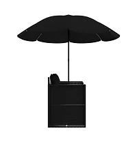 Patio Bed Outdoor Lounger Wicker Daybed with Parasol Poly Rattan