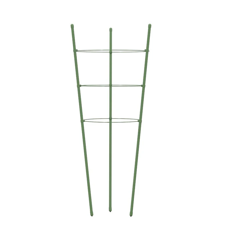 Garden Plant Supports with 3 Rings 5 pcs Green 29.5" Steel