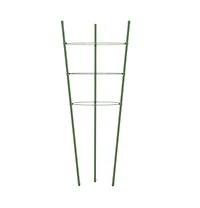 Garden Plant Supports with 3 Rings 5 pcs Green 29.5" Steel
