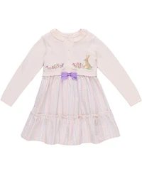 Bonnie Jean Little Girls Intarsia Bunny Sweater and Seersucker Dress