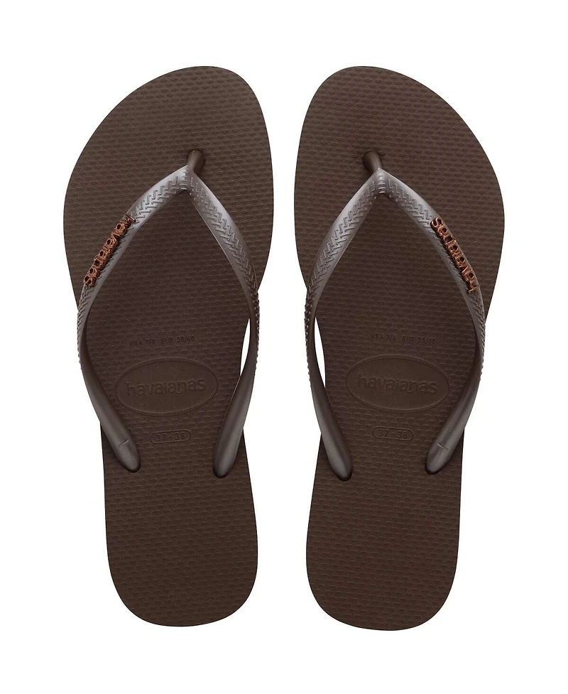 Havaianas Women's Slim Logo Metallic Round Toe Sandals