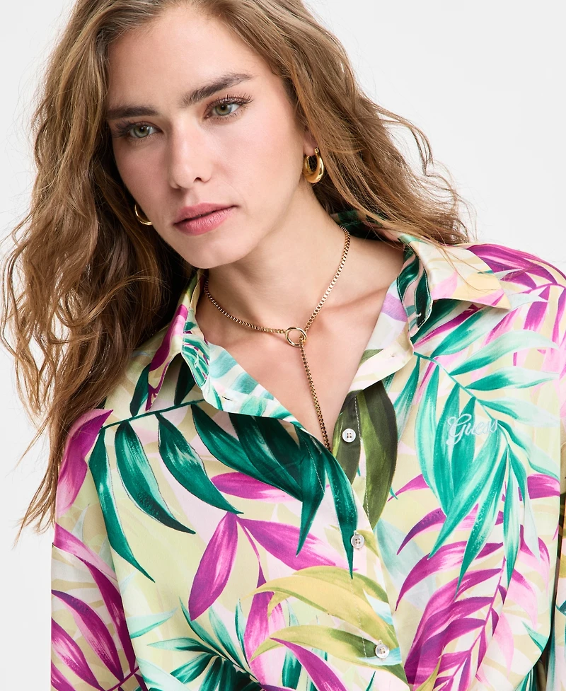 Guess Women's Tie-Front Printed Shirt