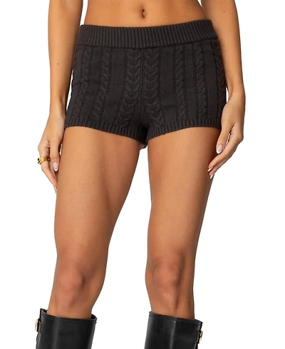 Edikted Women's Avey Cable Knit Shorts