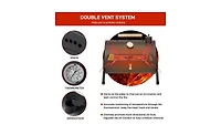 Portable Charcoal Grill with Thermometer & Wooden Handle