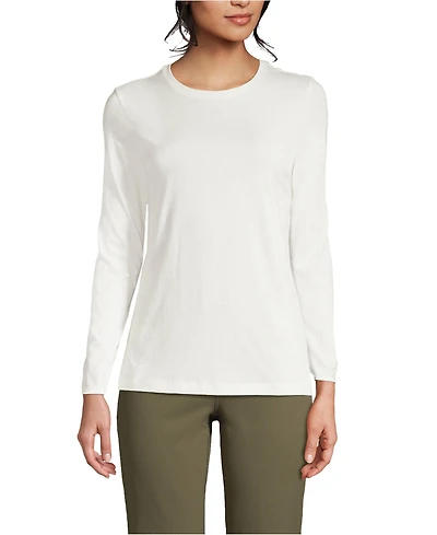 Lands' End Women's Relaxed Supima Cotton Long Sleeve Crew Neck T-Shirt