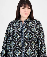 Jm Collection Plus Embellished-Placket Button-Front Shirt, Exclusively at Macy's
