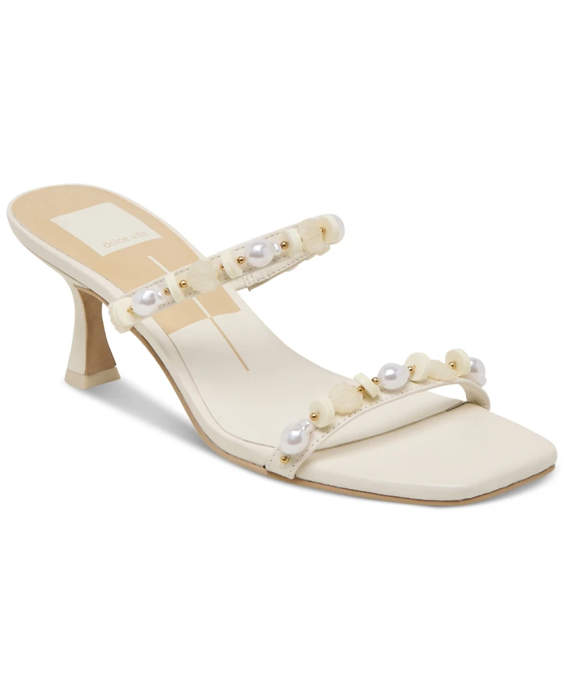 Dolce Vita Women's Grason Beaded Double-Band Kitten-Heel Dress Sandals