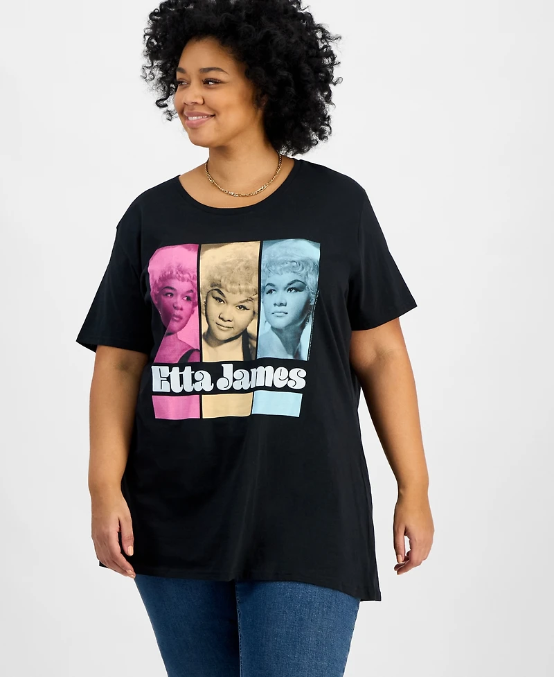 Hybrid Apparel Trendy Plus Cotton Etta James Graphic Tee