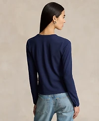 Polo Ralph Lauren Women's Stretch Mesh Cotton Crewneck Cardigan Top