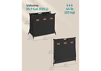 Songmics Home 3-Section Laundry Sorter with Collapsible X-Frame, Ink Black