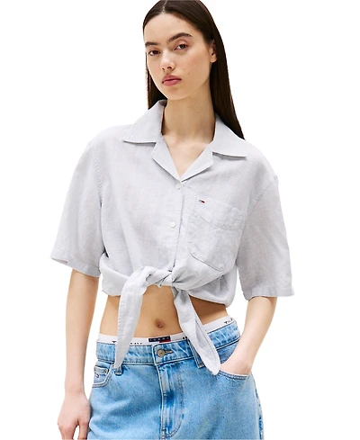 Tommy Jeans Women's Cotton-Linen Short-Sleeve Shirt