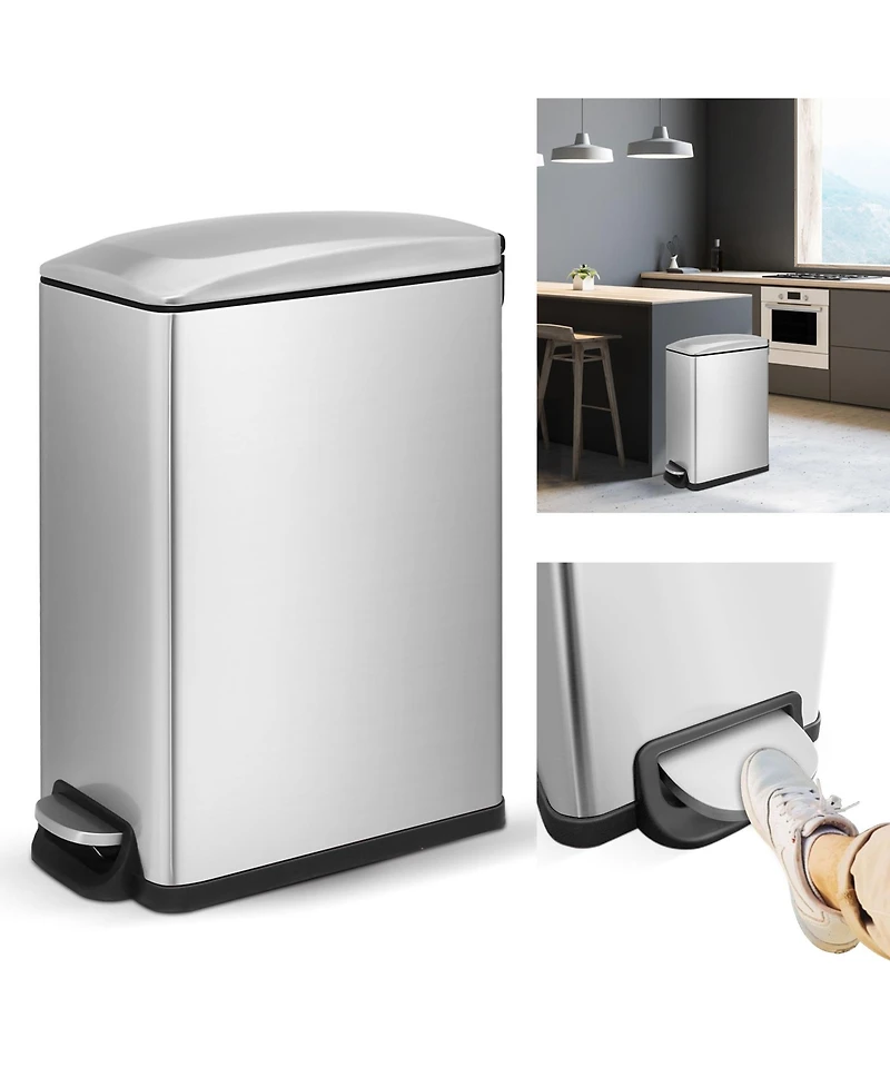 12 Gal/ 45 Liter Slim Stainless Steel Step-on kitchen Trash Can