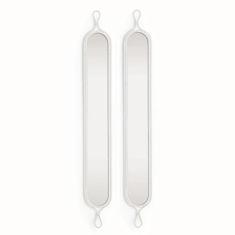 58.5"H x 0.75"D x 7.75"W Silver Framed Tall Narrow Full Length Wall Mirrors Set of 2