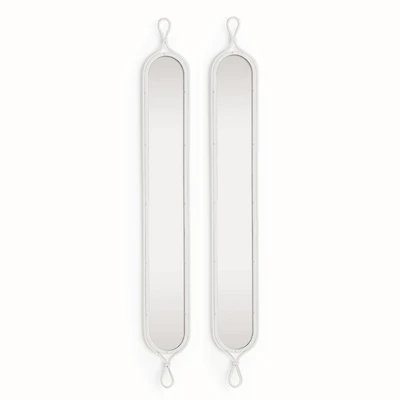 58.5"H x 0.75"D x 7.75"W Silver Framed Tall Narrow Full Length Wall Mirrors Set of 2